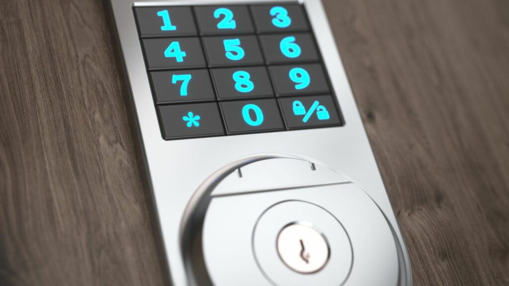 A smart lock installed by a business owner who decided the answer to the question, "Are high-security locks worth it?" was yes. 